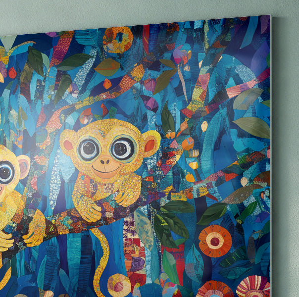 Three Monkeys Floral Folk Black African American canvas print view 22