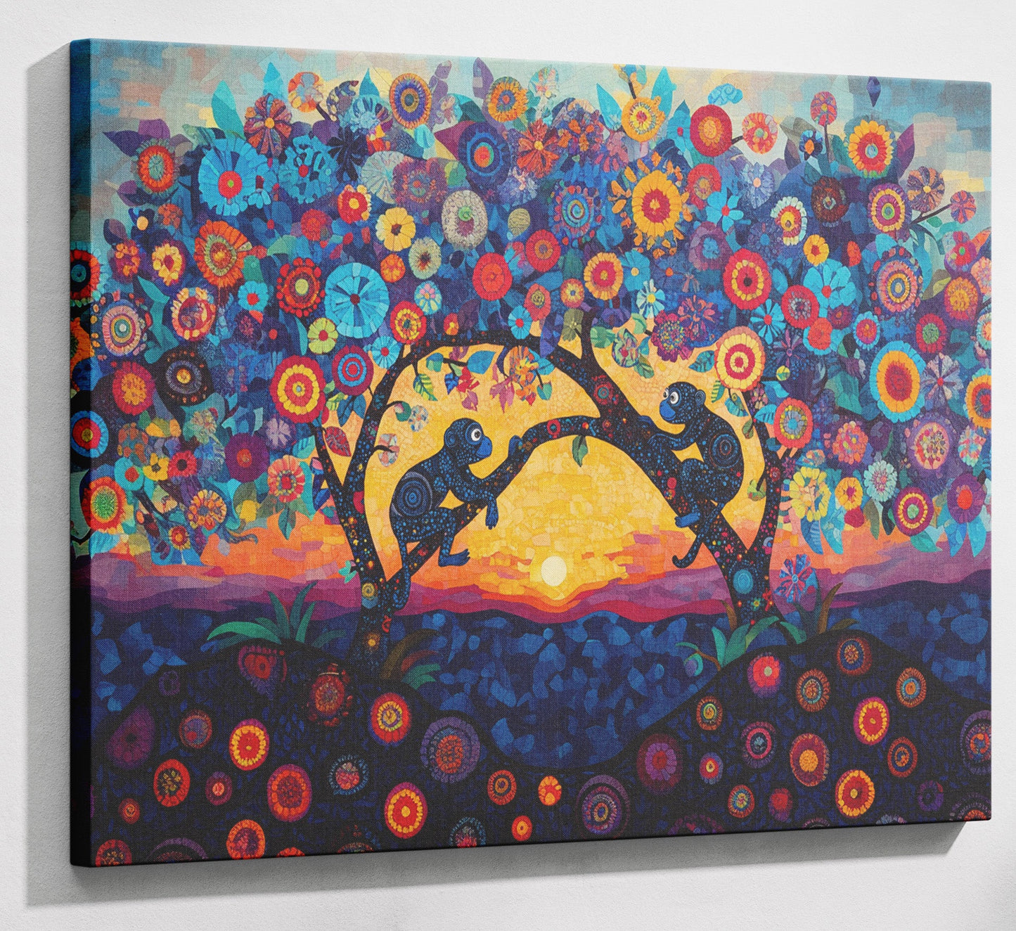 Monkey Sunset Tree African American canvas print canvas print with visible wall art format