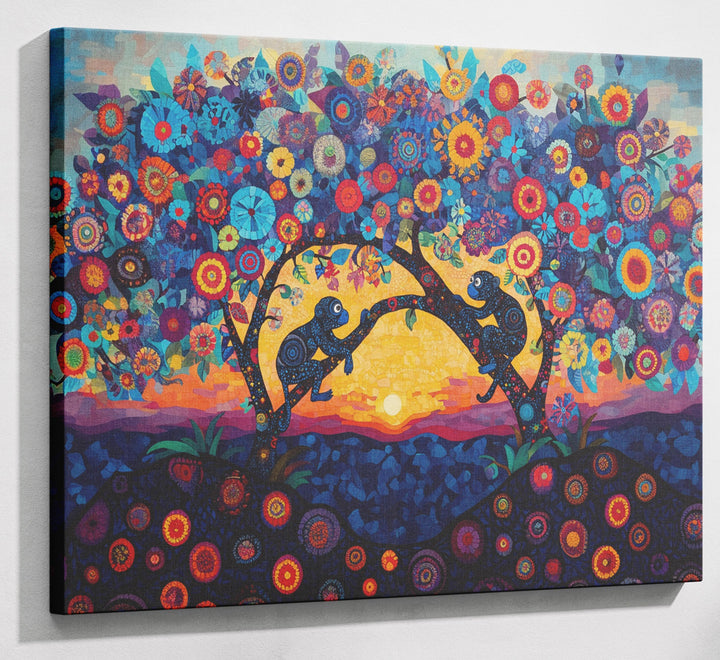 Monkey Sunset Tree African American canvas print canvas print with visible wall art format