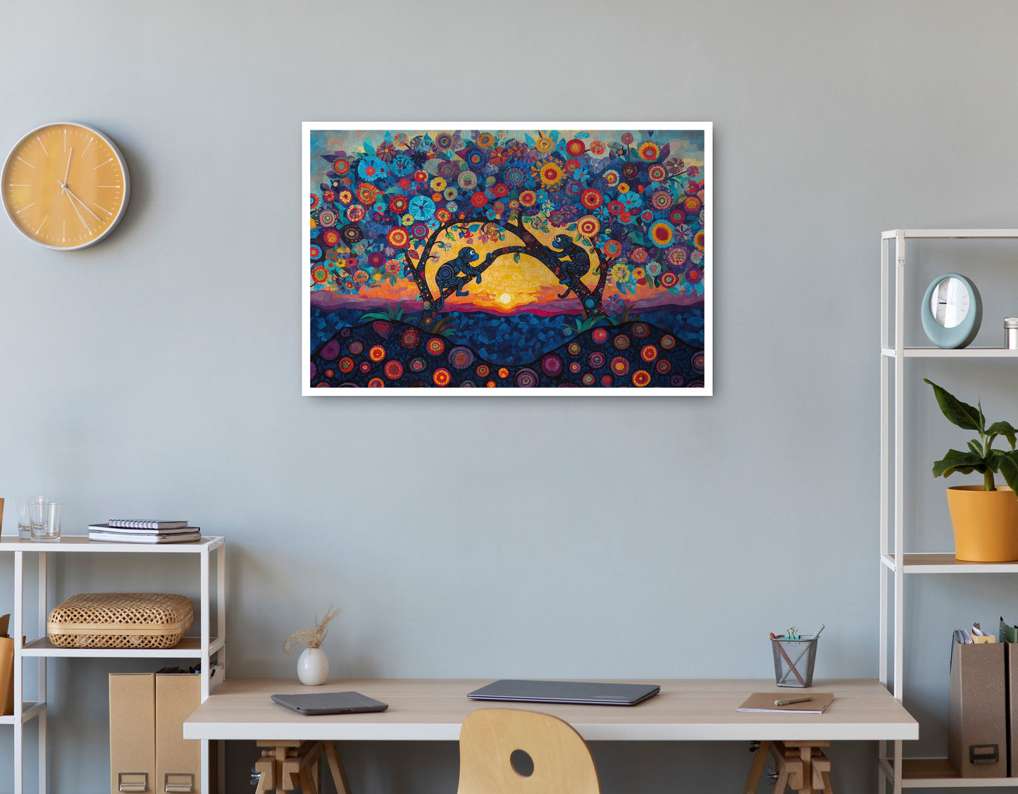 Monkey Sunset Tree African American canvas print print view