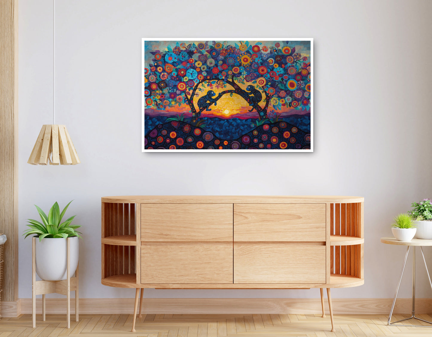 Alternate view of Monkey Sunset Tree African American canvas print