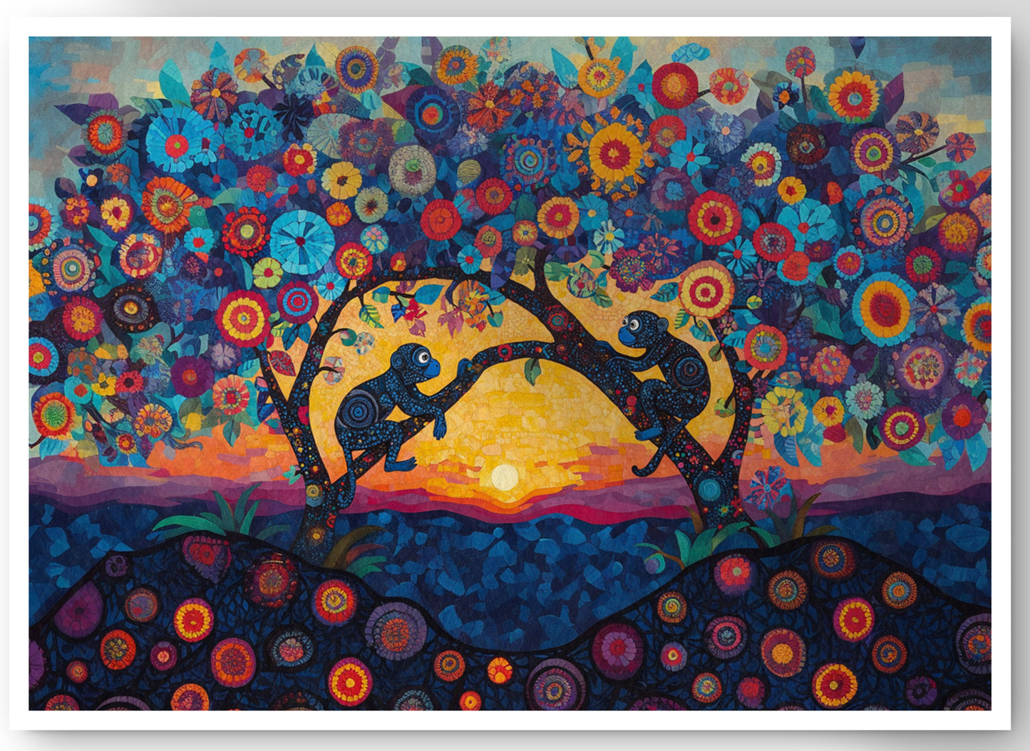 Monkey Sunset Tree African American canvas print by MoomZee Artwork