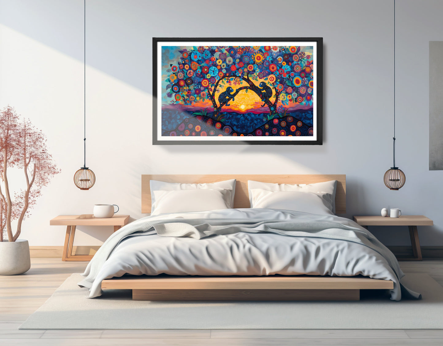 Monkey Sunset Tree African American canvas print view 69