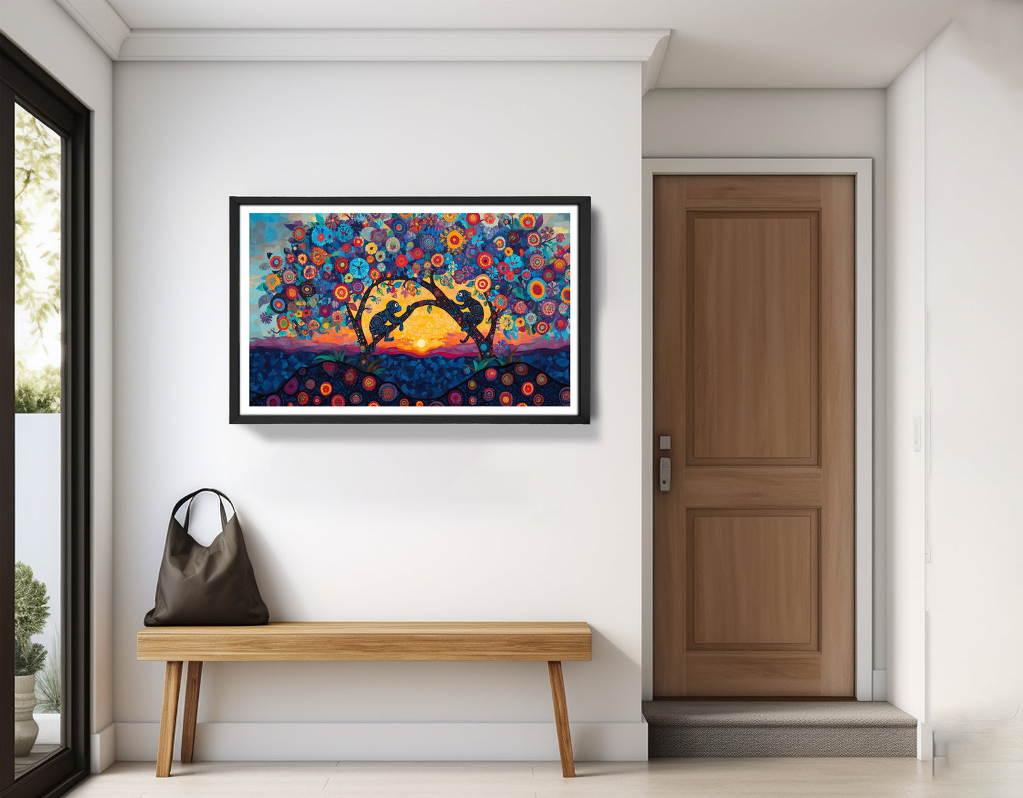Monkey Sunset Tree African American canvas print view 71
