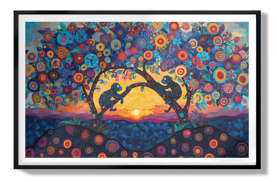 Monkey Sunset Tree African American canvas print view 67