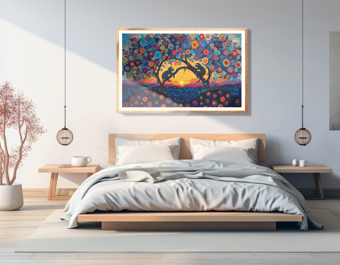 Monkey Sunset Tree African American canvas print view 75