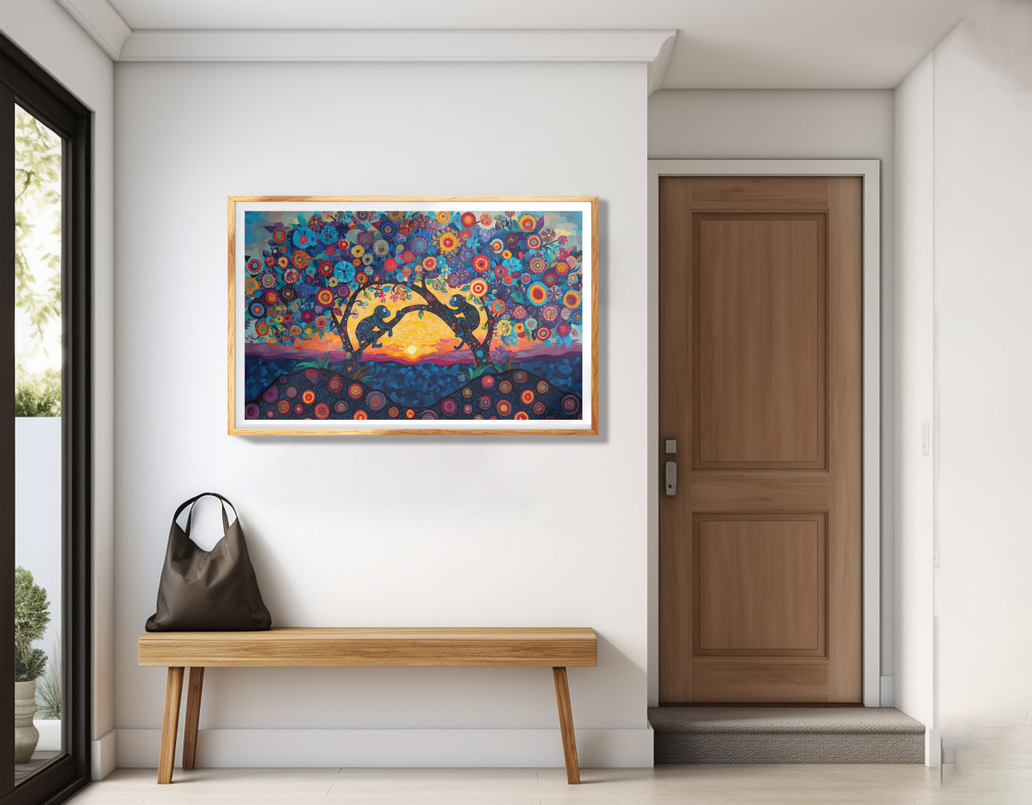 Monkey Sunset Tree African American canvas print view 77