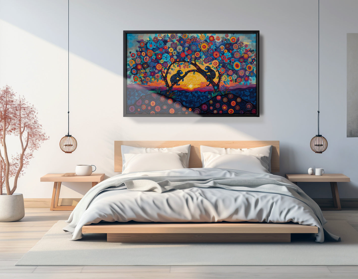 Monkey Sunset Tree African American canvas print view 27
