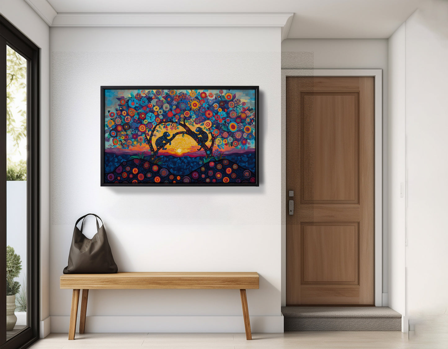 Monkey Sunset Tree African American canvas print view 29