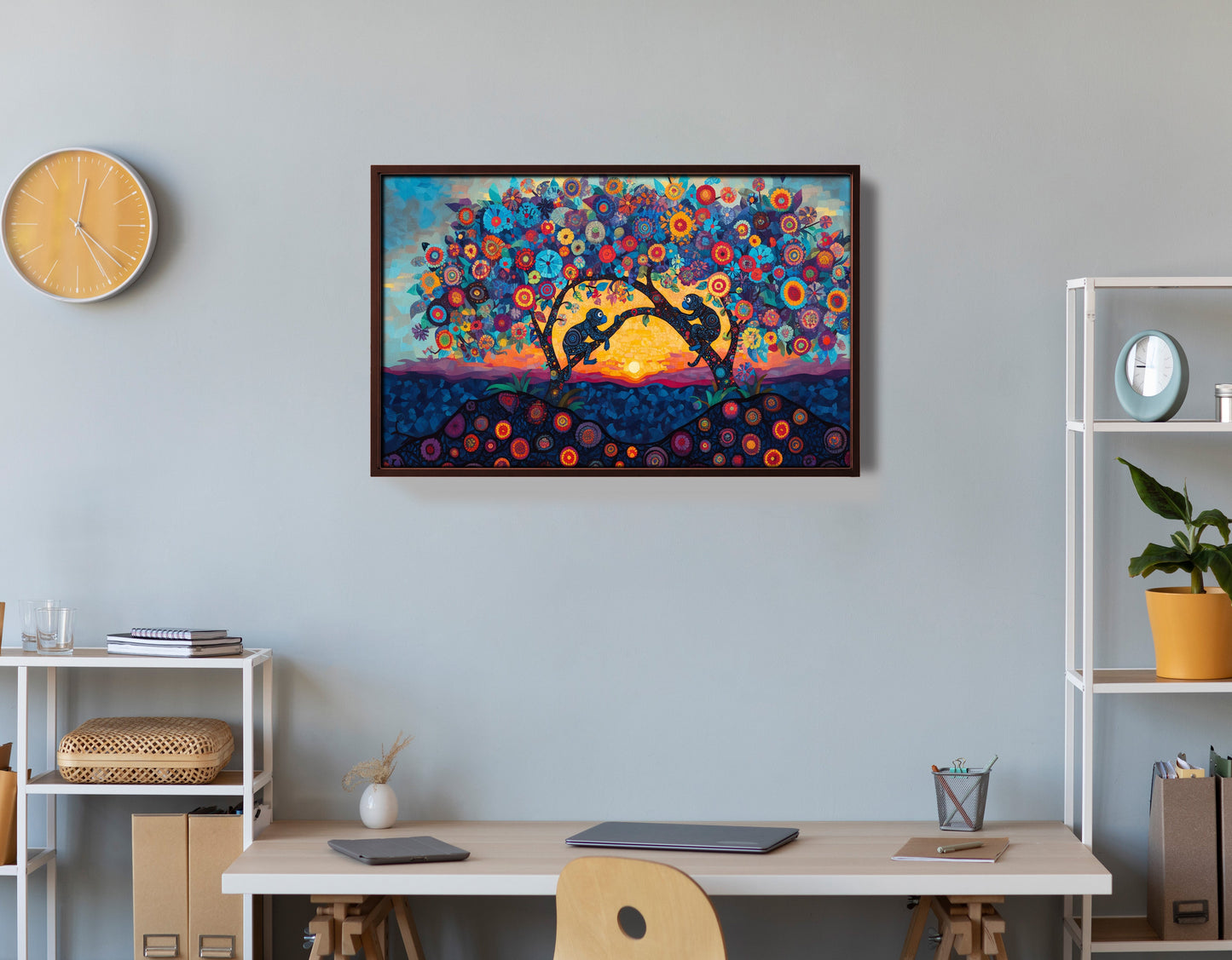 Monkey Sunset Tree African American canvas print view 36