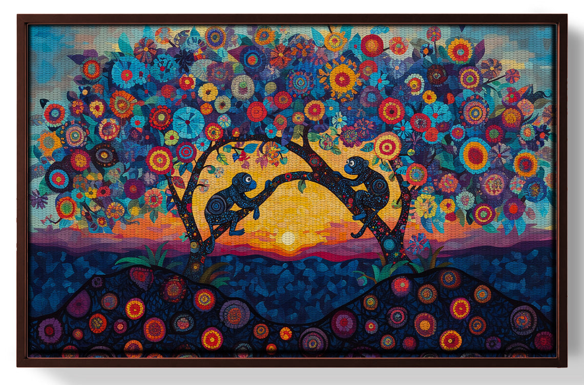 Monkey Sunset Tree African American canvas print view 31