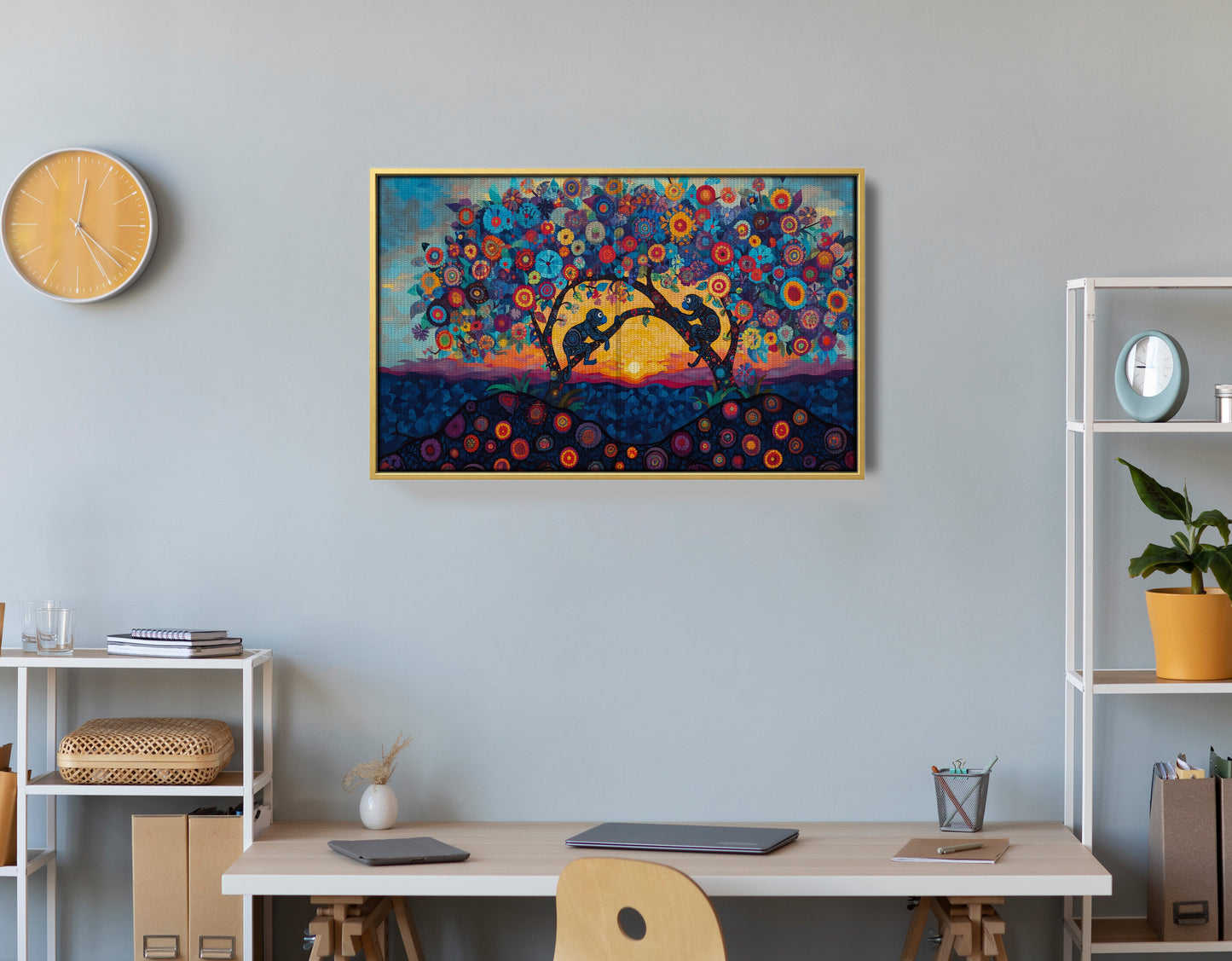 Monkey Sunset Tree African American canvas print view 42