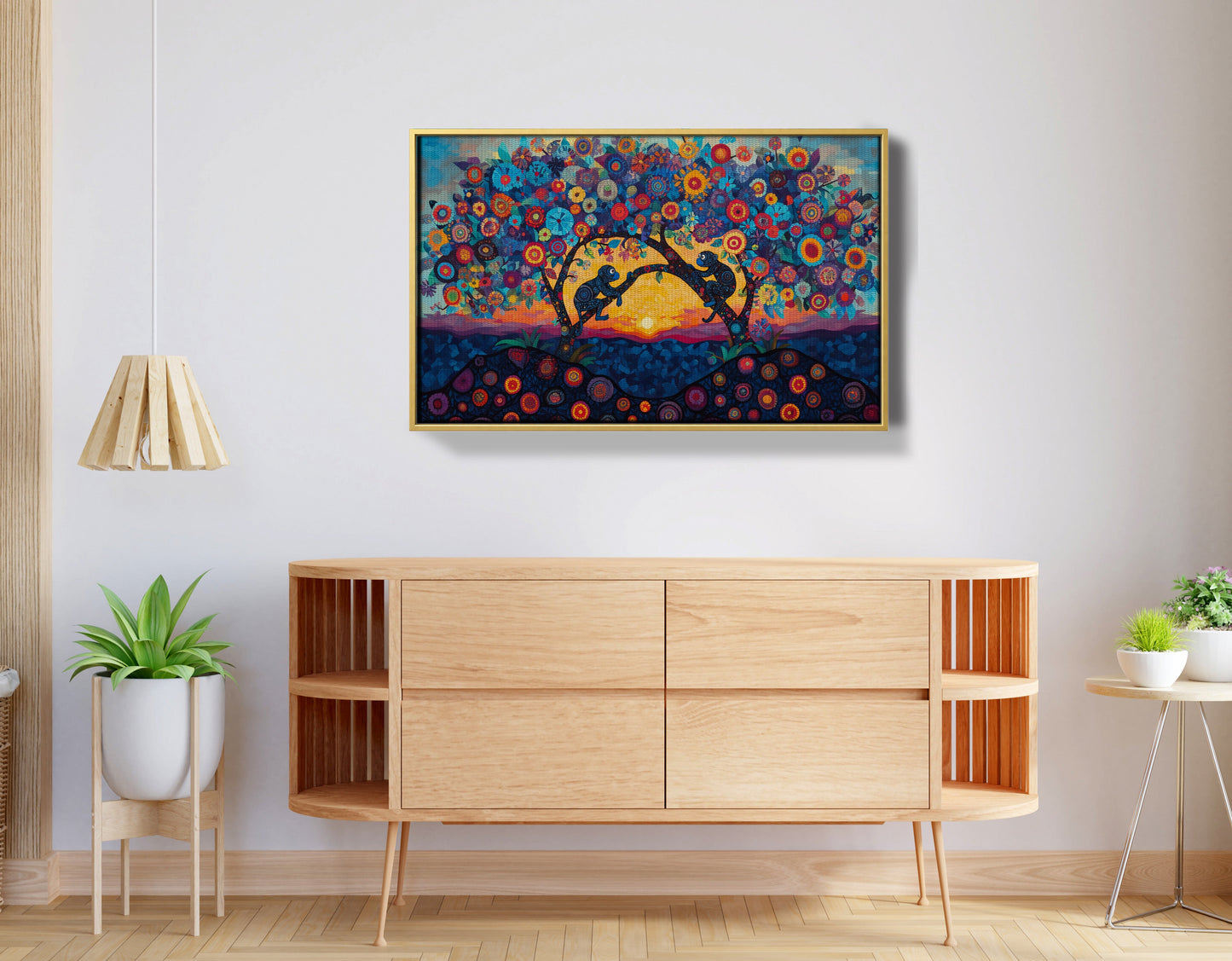 Monkey Sunset Tree African American canvas print view 38