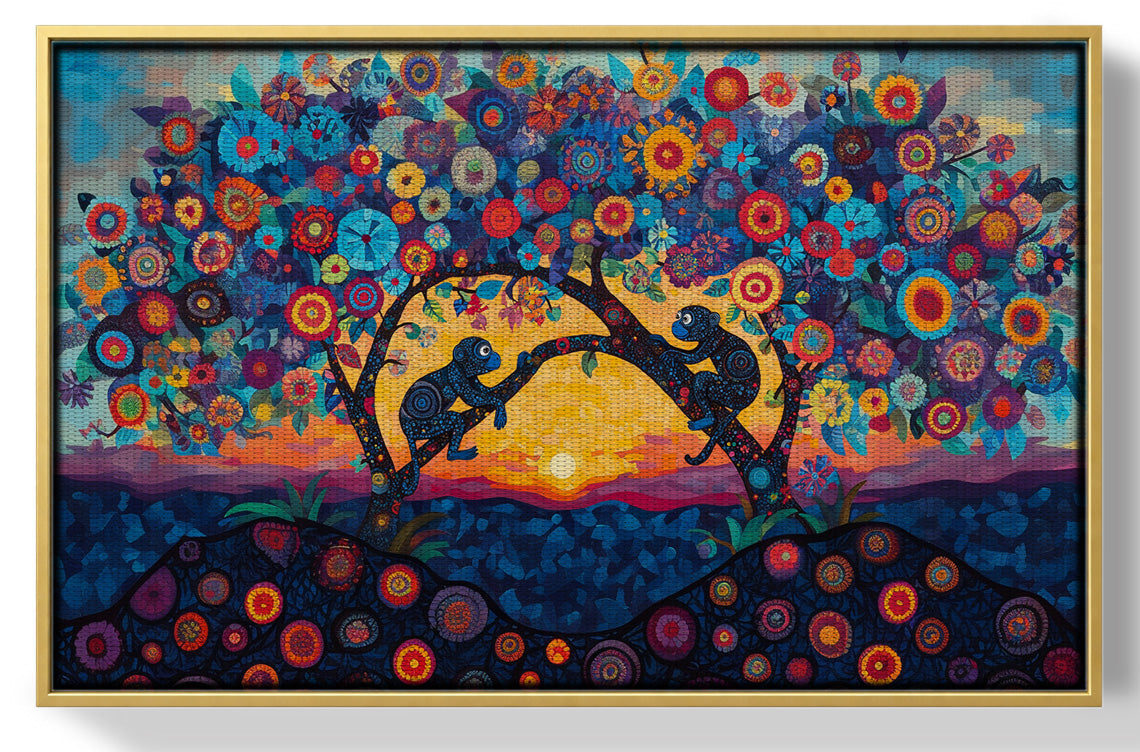 Monkey Sunset Tree African American canvas print view 37