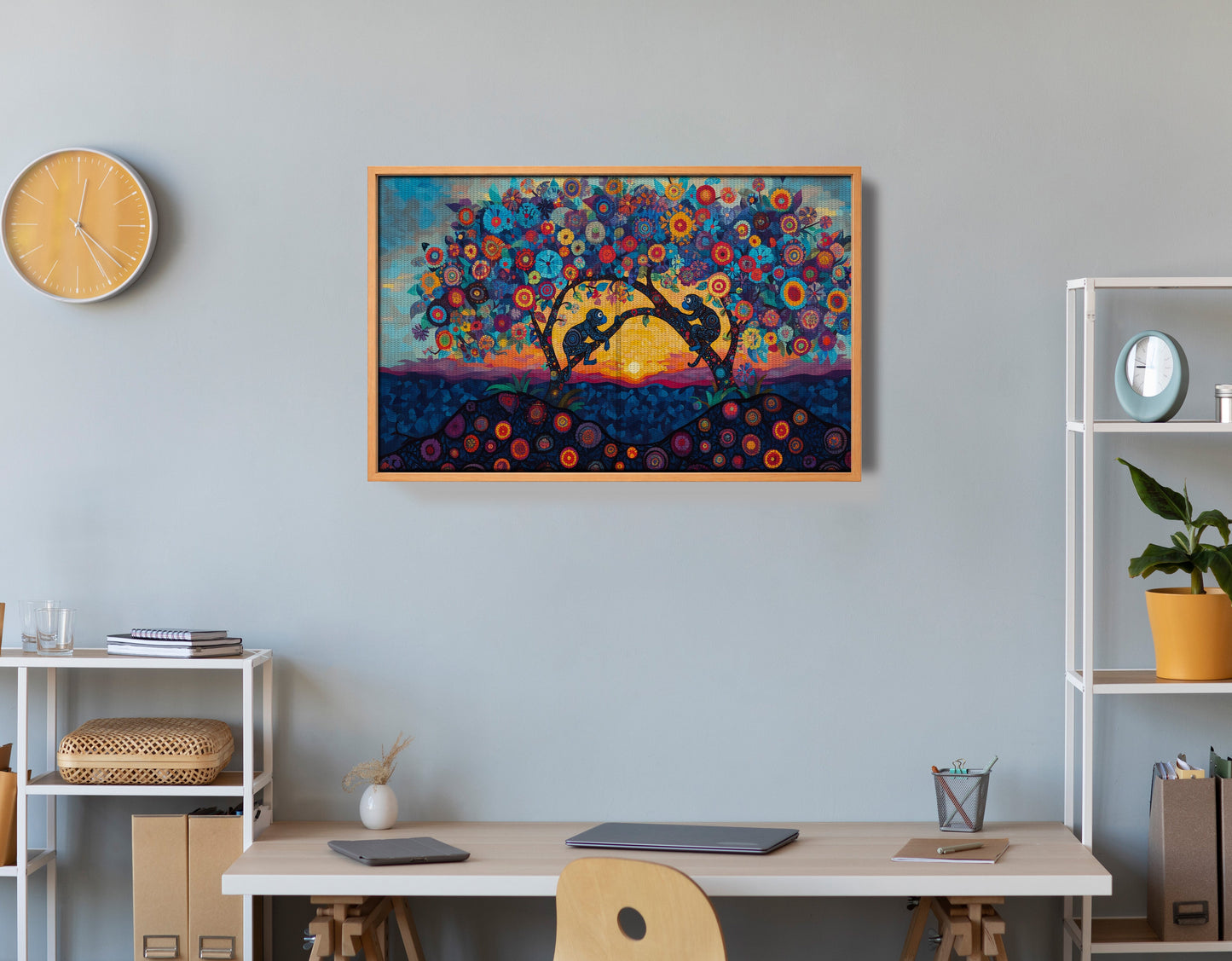 Monkey Sunset Tree African American canvas print view 48