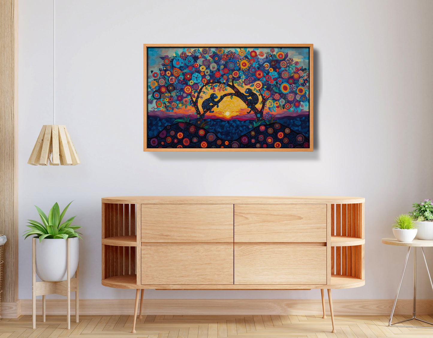 Monkey Sunset Tree African American canvas print view 44