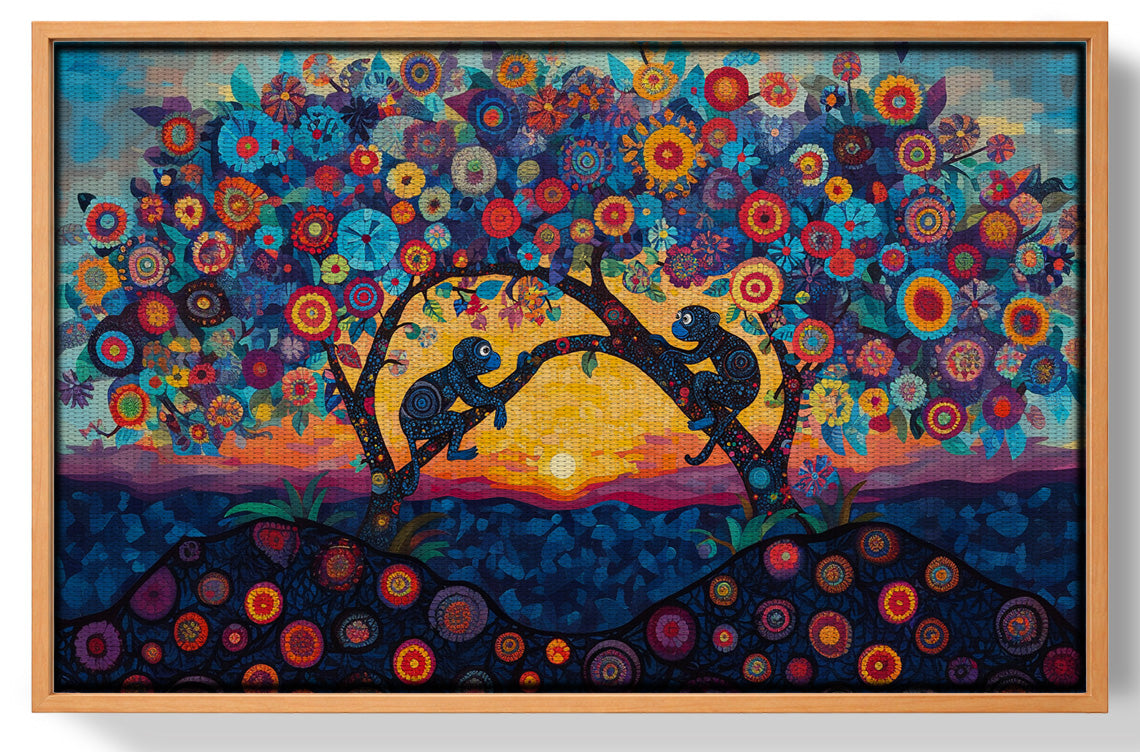 Monkey Sunset Tree African American canvas print view 43