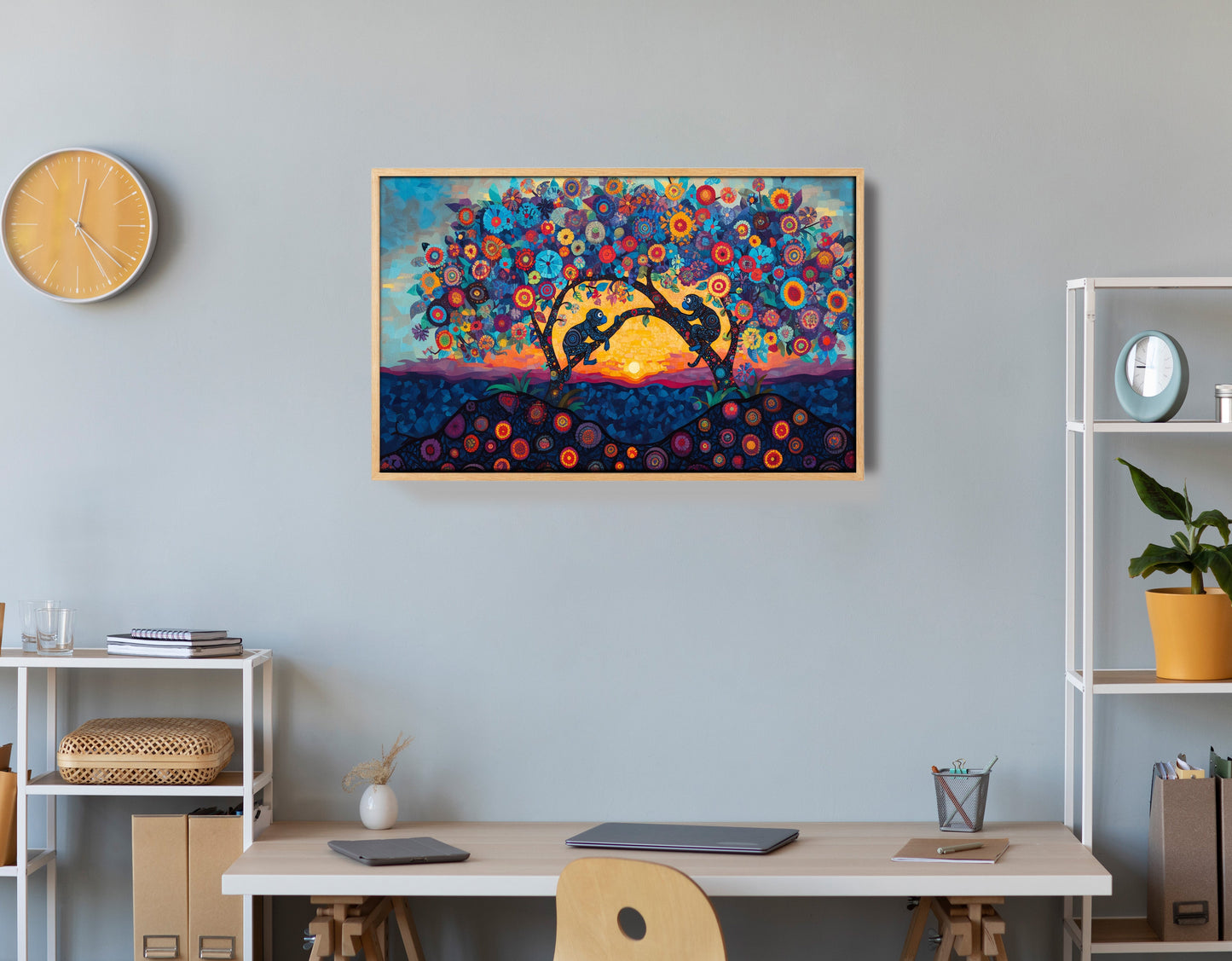 Monkey Sunset Tree African American canvas print view 54