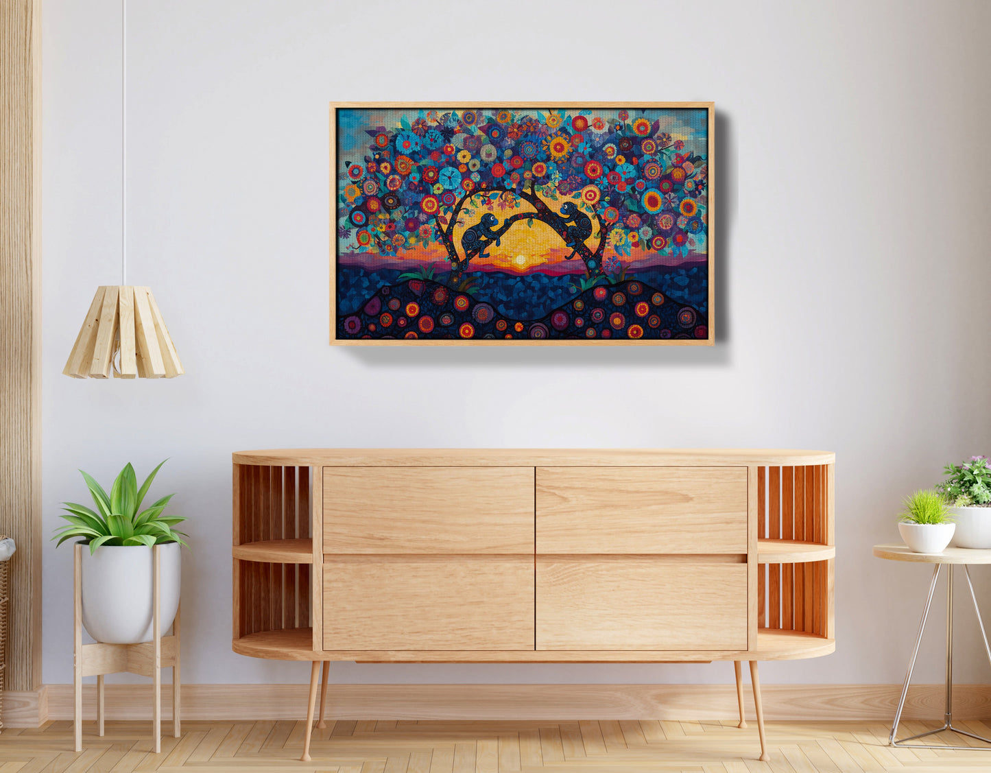 Monkey Sunset Tree African American canvas print view 50