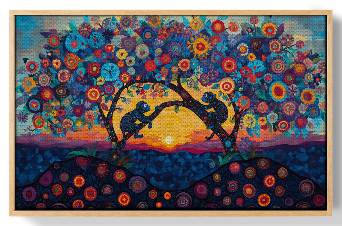 Monkey Sunset Tree African American canvas print view 49