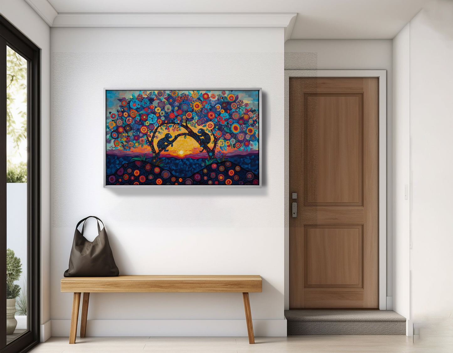 Monkey Sunset Tree African American canvas print view 59