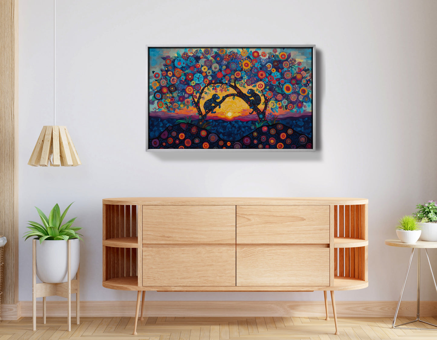 Monkey Sunset Tree African American canvas print view 56