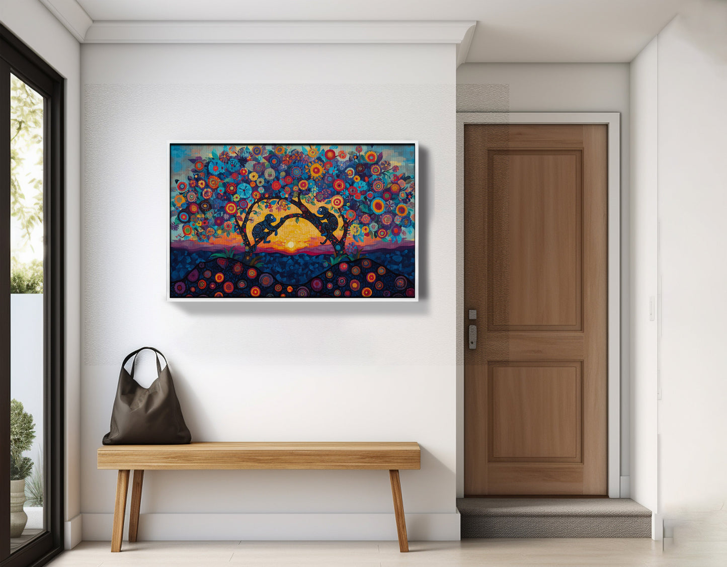 Monkey Sunset Tree African American canvas print view 65