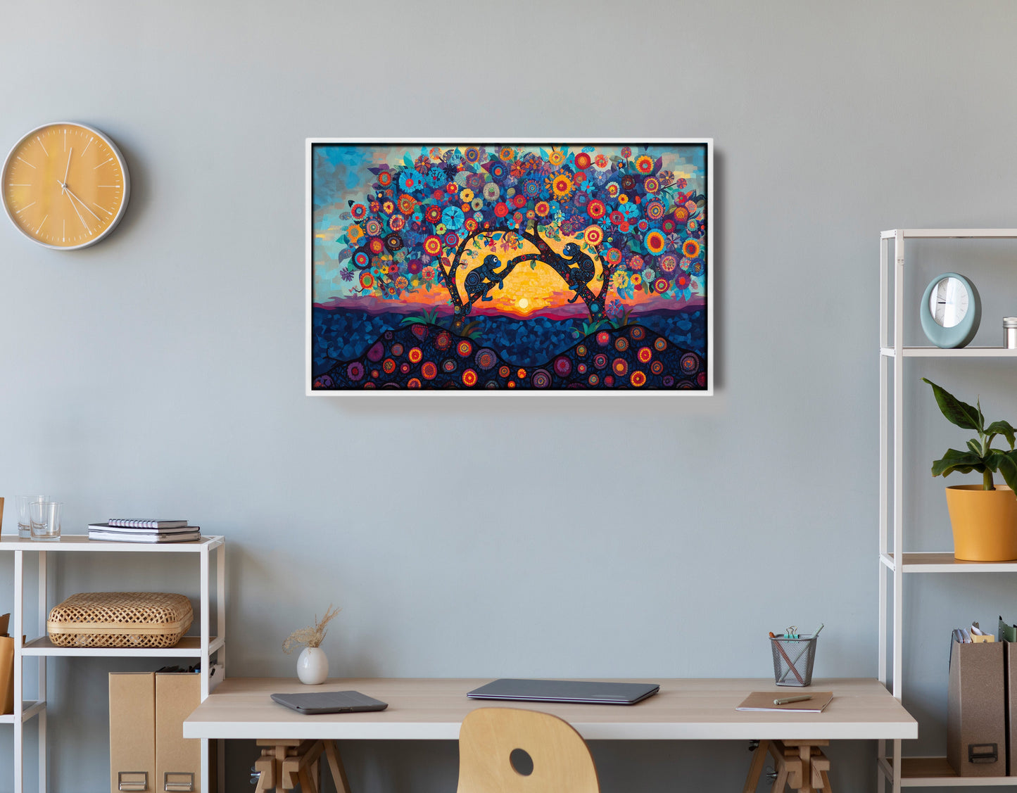 Monkey Sunset Tree African American canvas print view 66