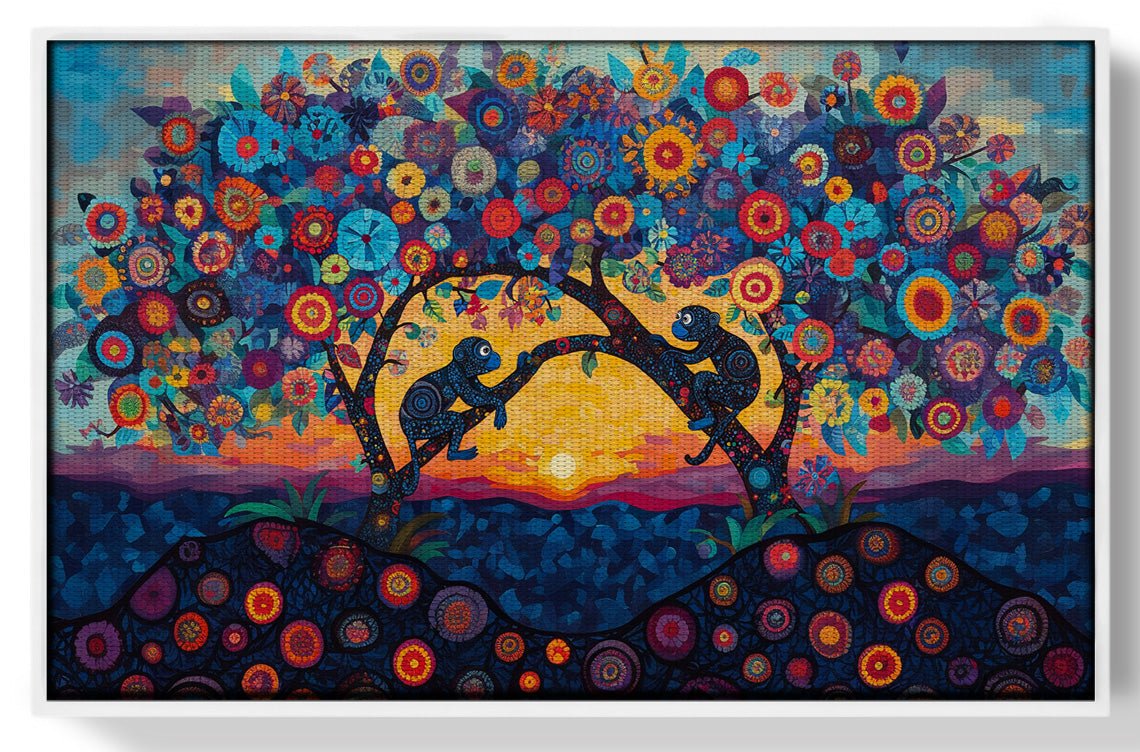 Monkey Sunset Tree African American canvas print view 61