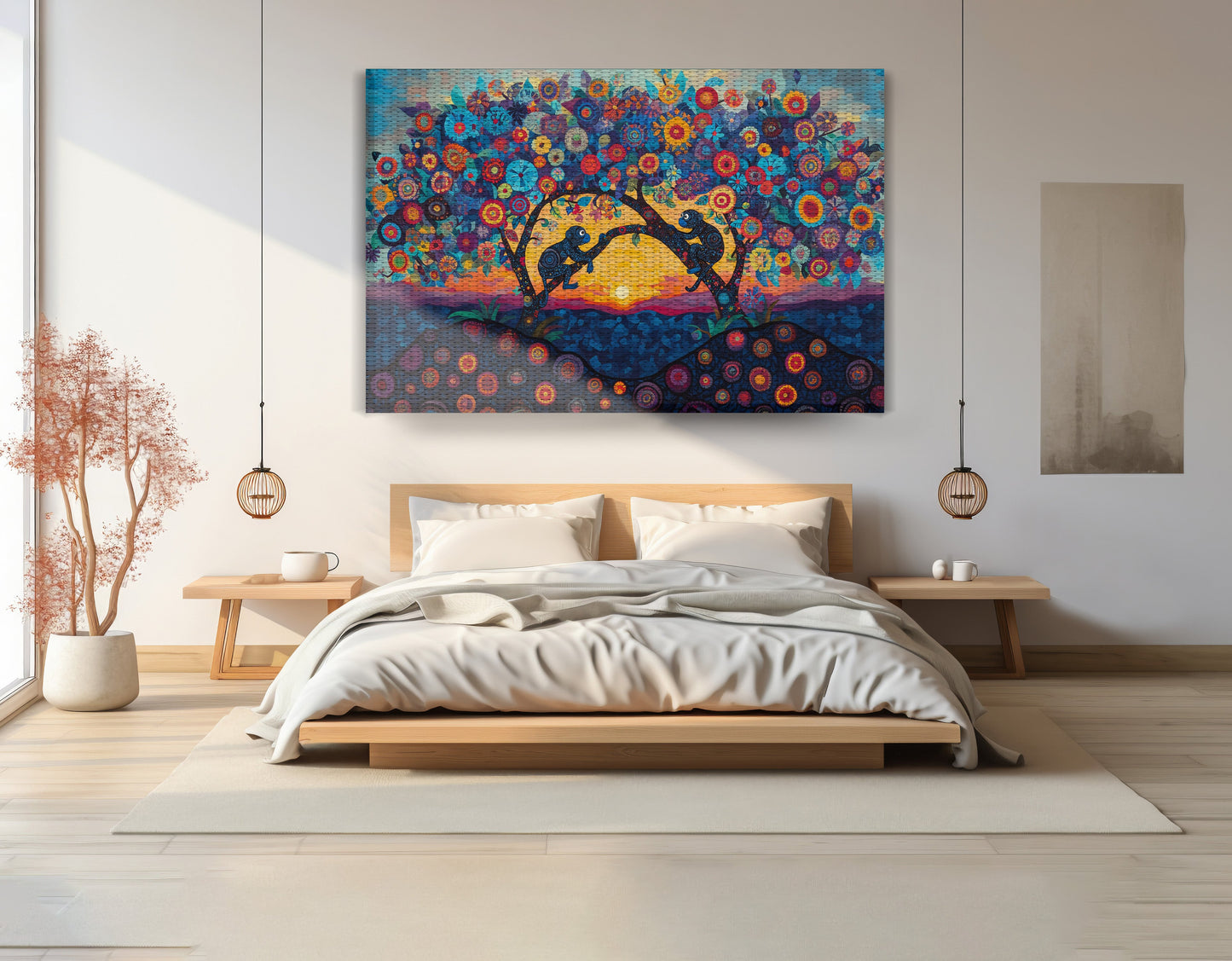 Monkey Sunset Tree African American canvas print view 15