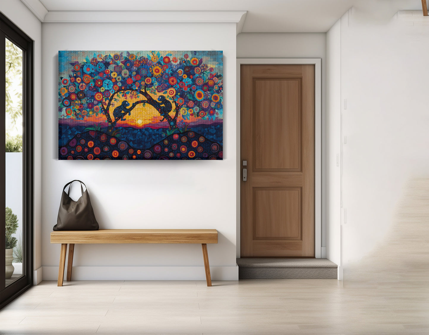Monkey Sunset Tree African American canvas print view 17