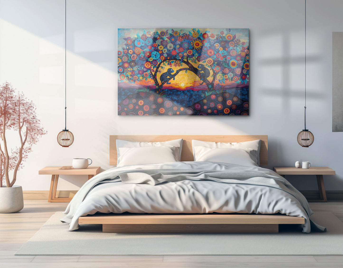 Monkey Sunset Tree African American canvas print view 21