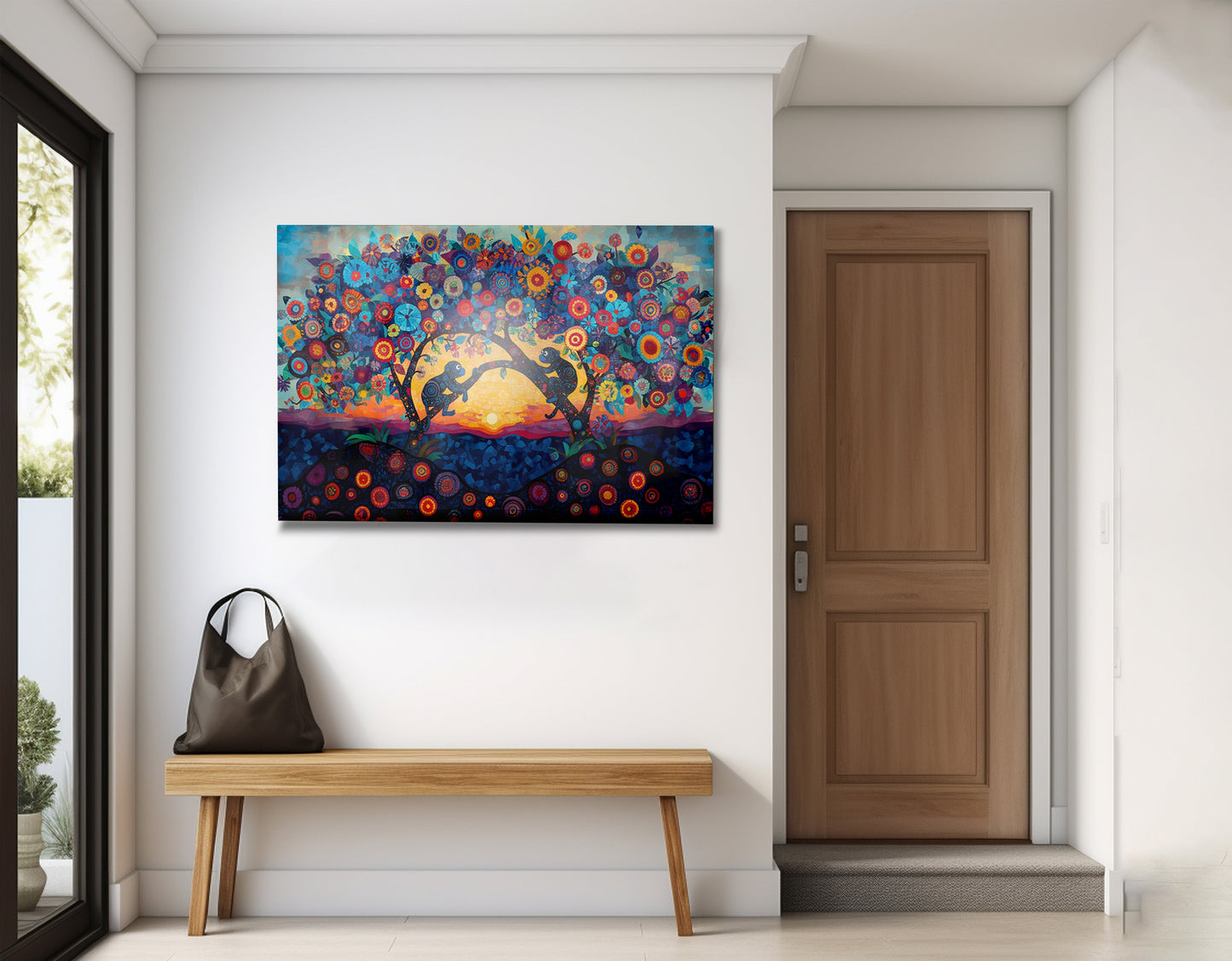 Monkey Sunset Tree African American canvas print view 23