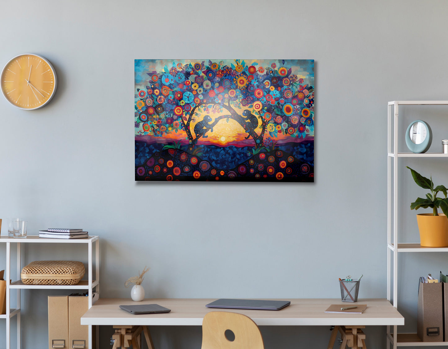 Monkey Sunset Tree African American canvas print view 24