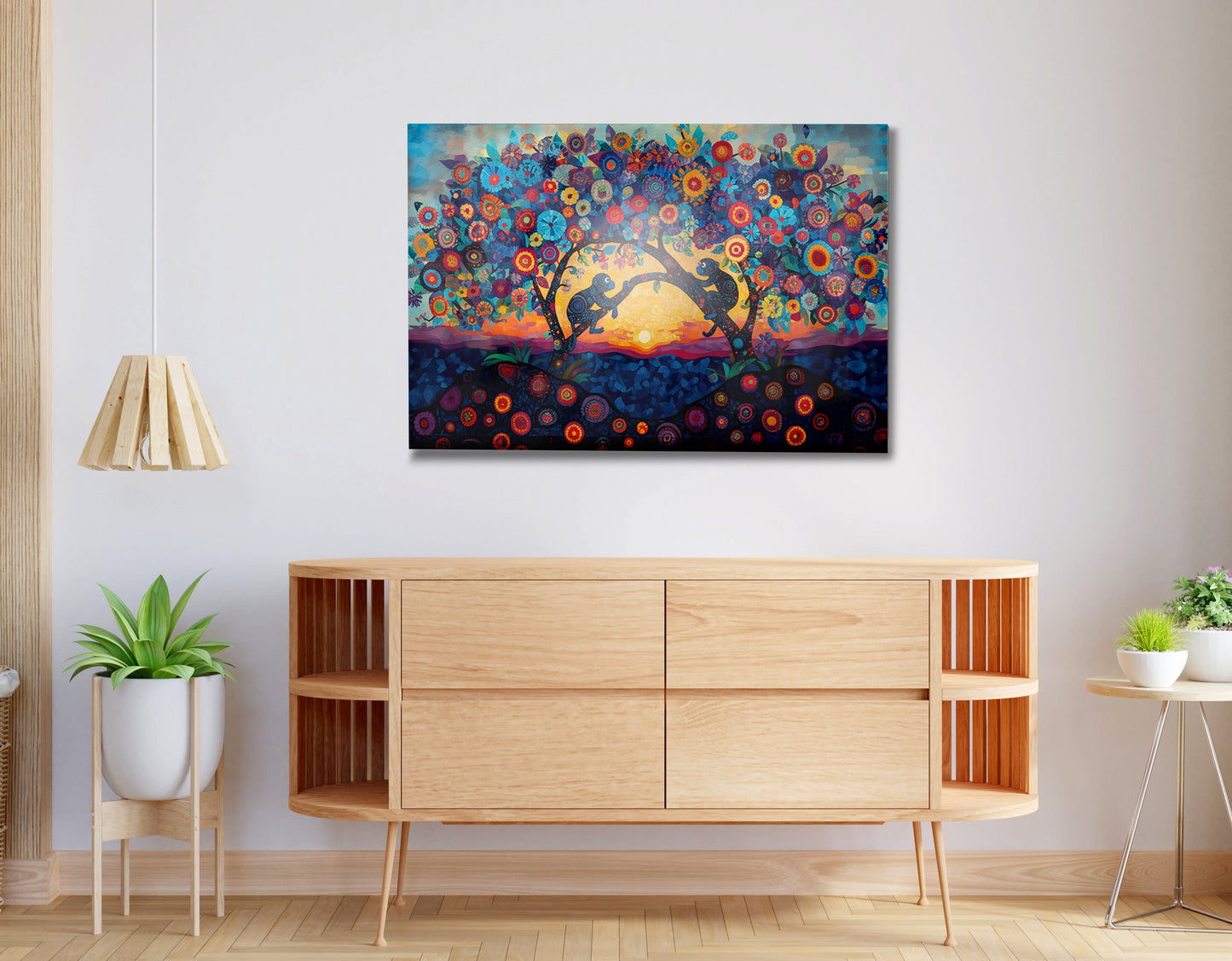 Monkey Sunset Tree African American canvas print view 20