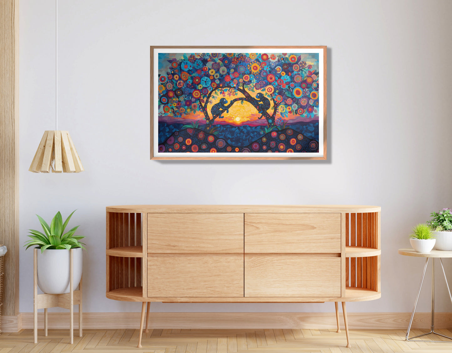 Monkey Sunset Tree African American canvas print view 80