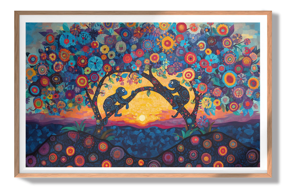 Monkey Sunset Tree African American canvas print view 79