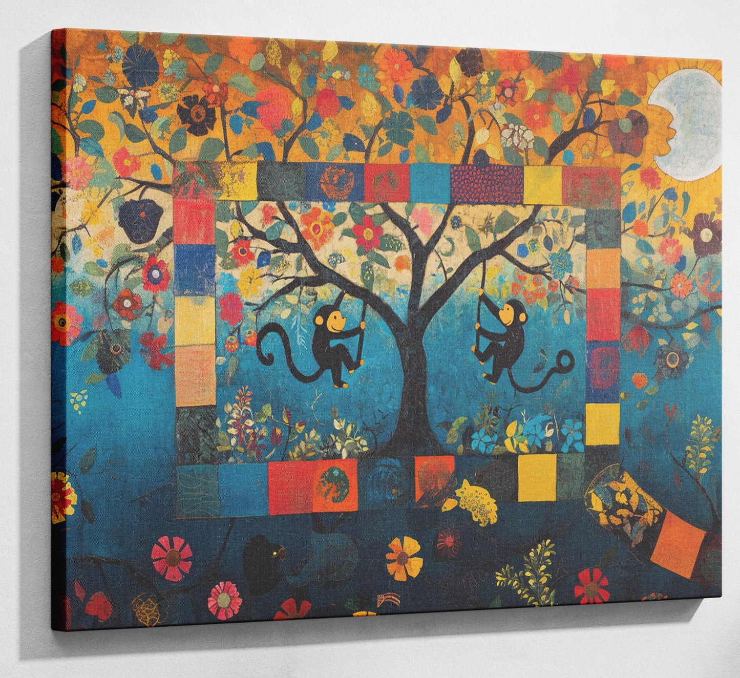 Monkey Tree Folk African American canvas print canvas print with visible wall art format