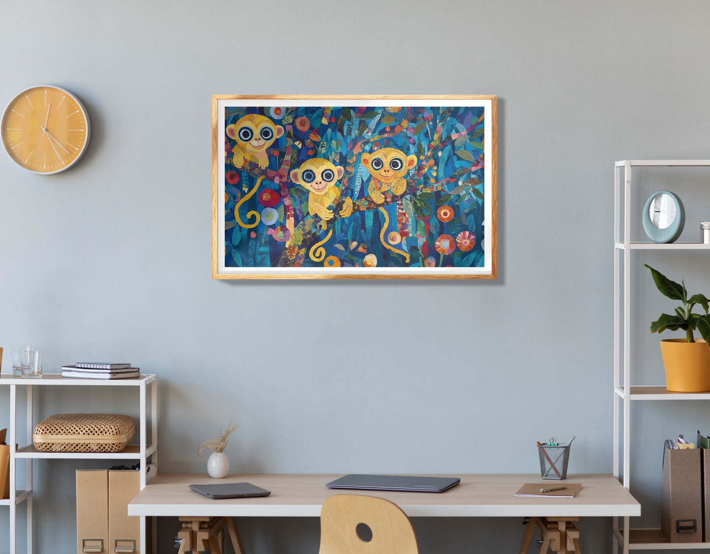 Monkey Floral Folk Black African American canvas print view 78