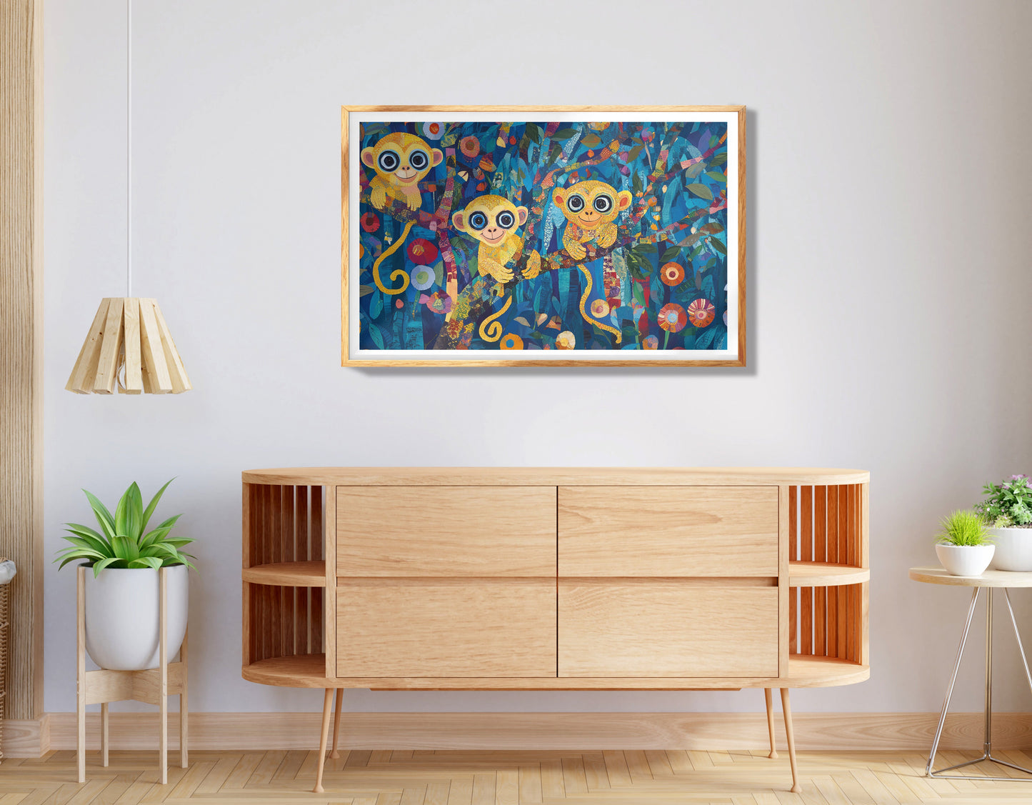 Monkey Floral Folk Black African American canvas print view 74