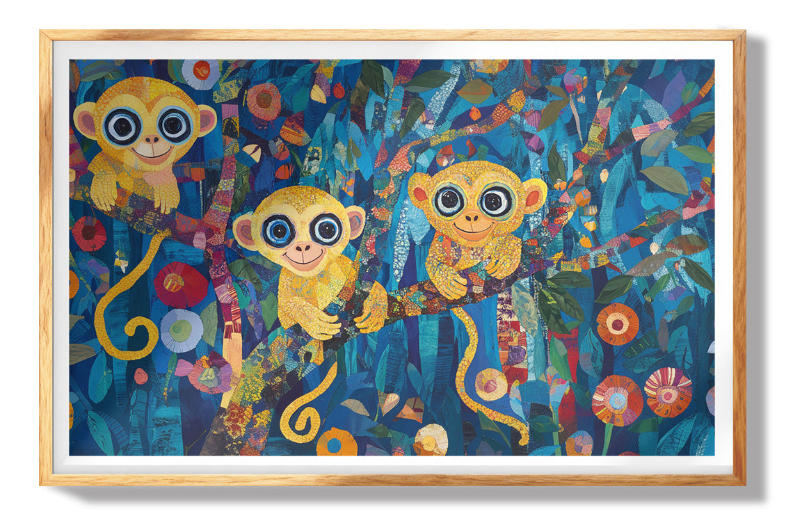 Monkey Floral Folk Black African American canvas print view 73