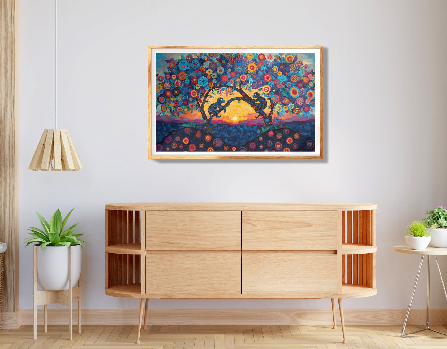 Three Monkeys Floral Folk Black African American canvas print view 74