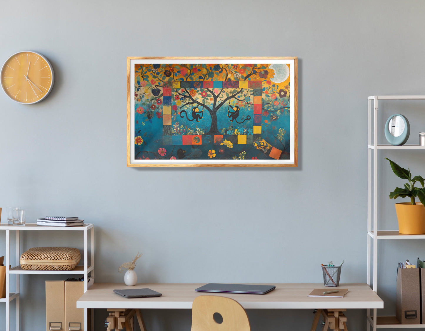 Monkey Sunset Tree African American canvas print view 78