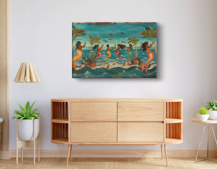 Black Mermaid Ocean Dance Wall Art