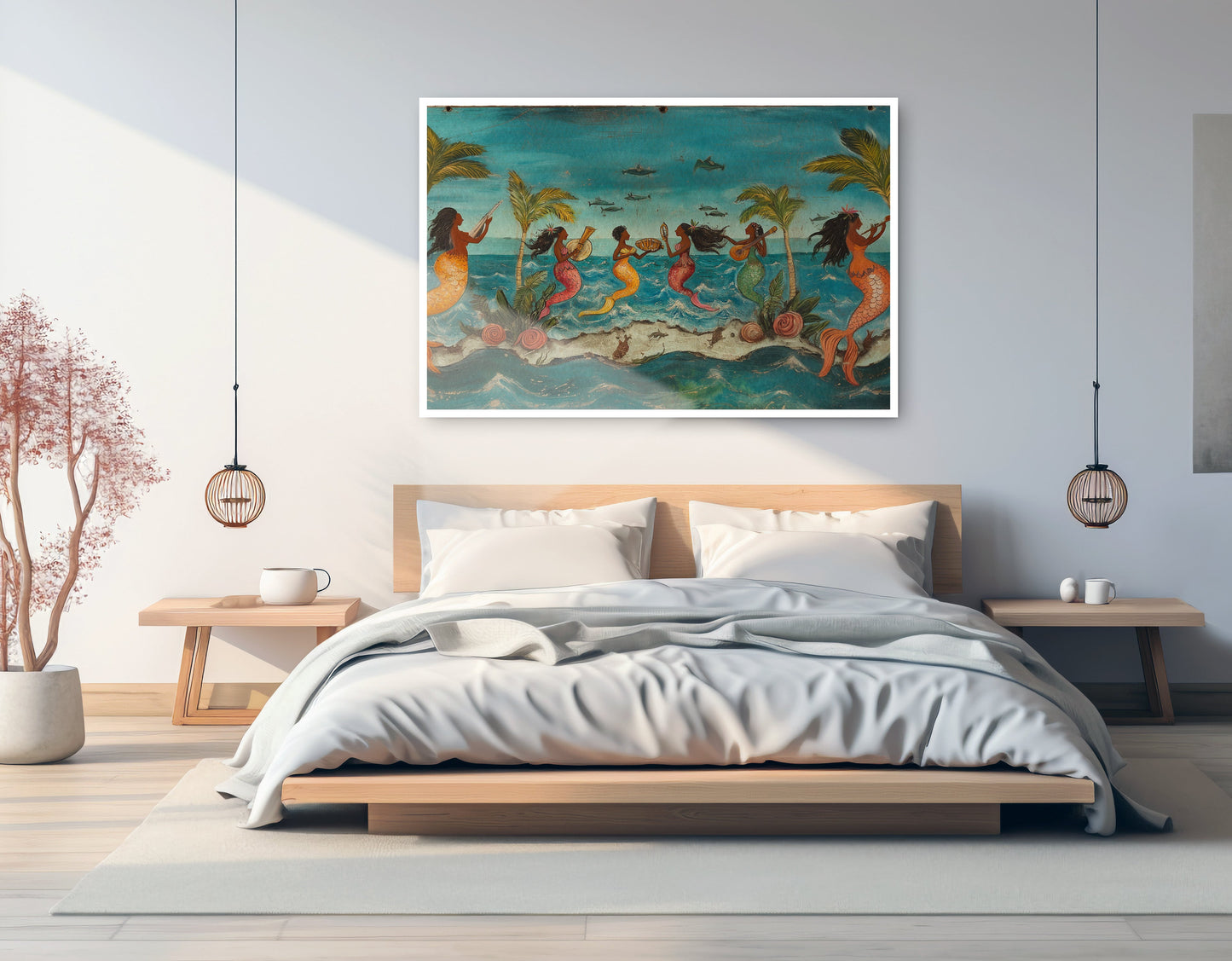 Black Mermaid Ocean Dance Caribbean wall art artwork view
