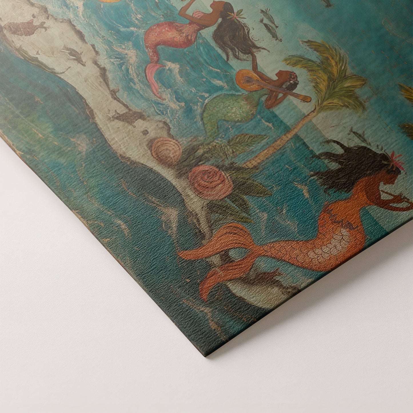 Black Mermaid Ocean Dance Caribbean wall art artwork by MoomZee Artwork