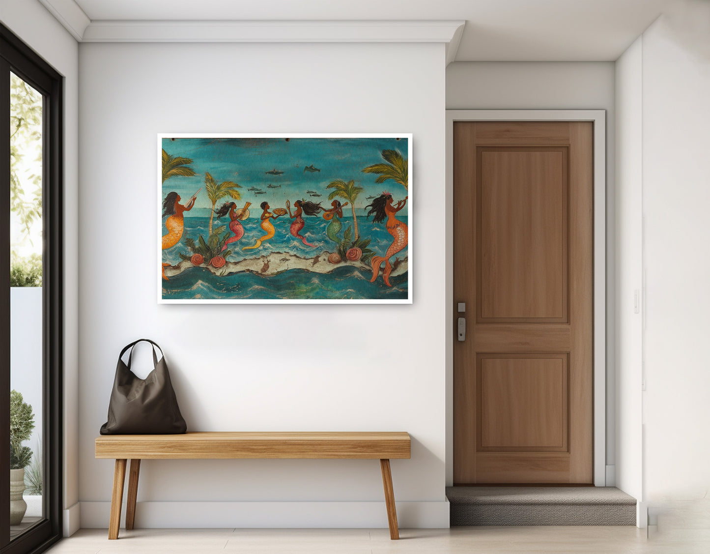 Black Mermaid Ocean Dance Caribbean wall art home decor view