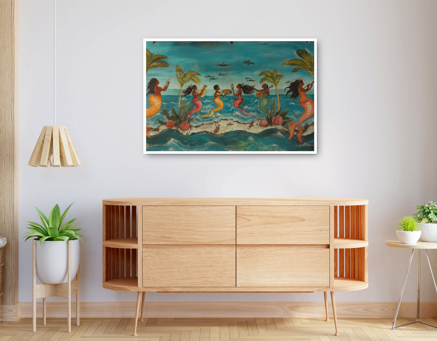 Alternate view of Black Mermaid Ocean Dance Caribbean wall art canvas print