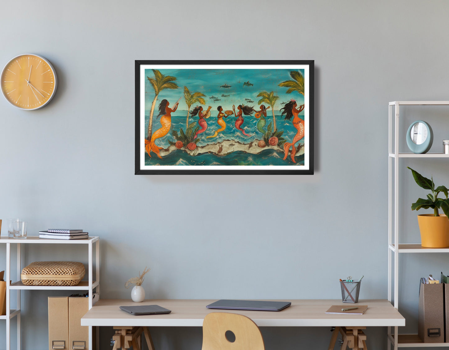 Black Mermaid Ocean Dance Caribbean wall art view 72