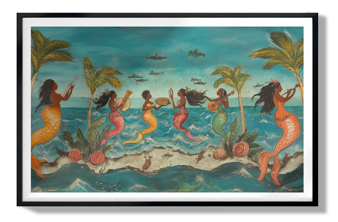 Black Mermaid Ocean Dance Caribbean wall art view 67